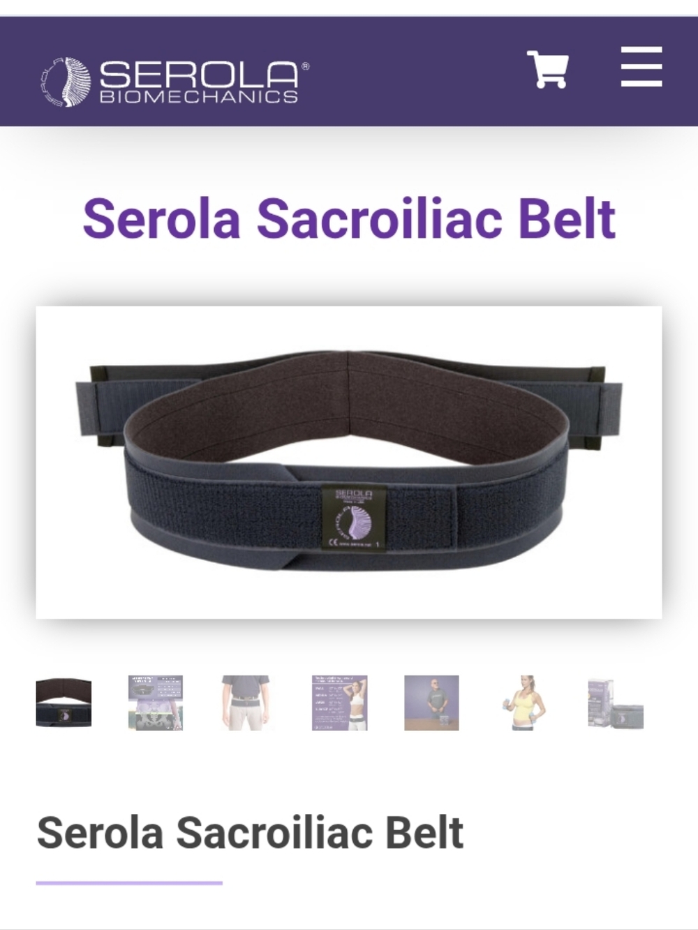 NWT: SEROLA BIOMECHANICS; SACROILIAC BELT, MEDIUM.
